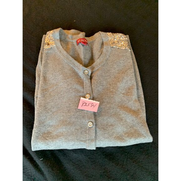 Merona Womens Size XXLarge Grey Cardigan With Sequin Shoulders - Picture 10 of 10